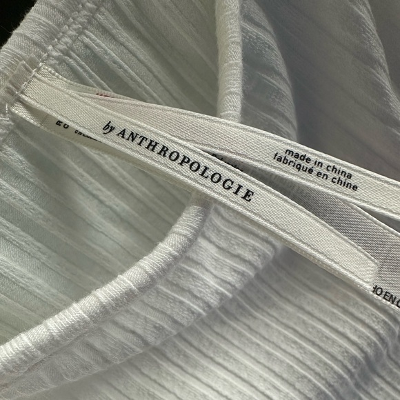 Anthropologie White Ribbed Crop Top with Bow Straps - Picture 4 of 4